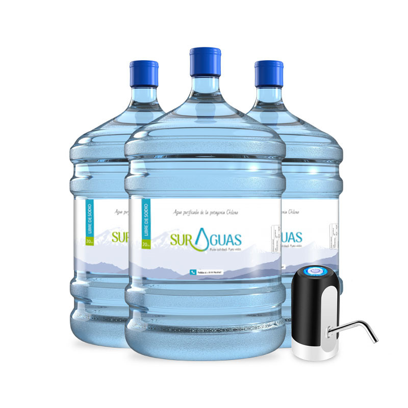 Pack 3 Bidones Agua Purificada + Dispensador USB